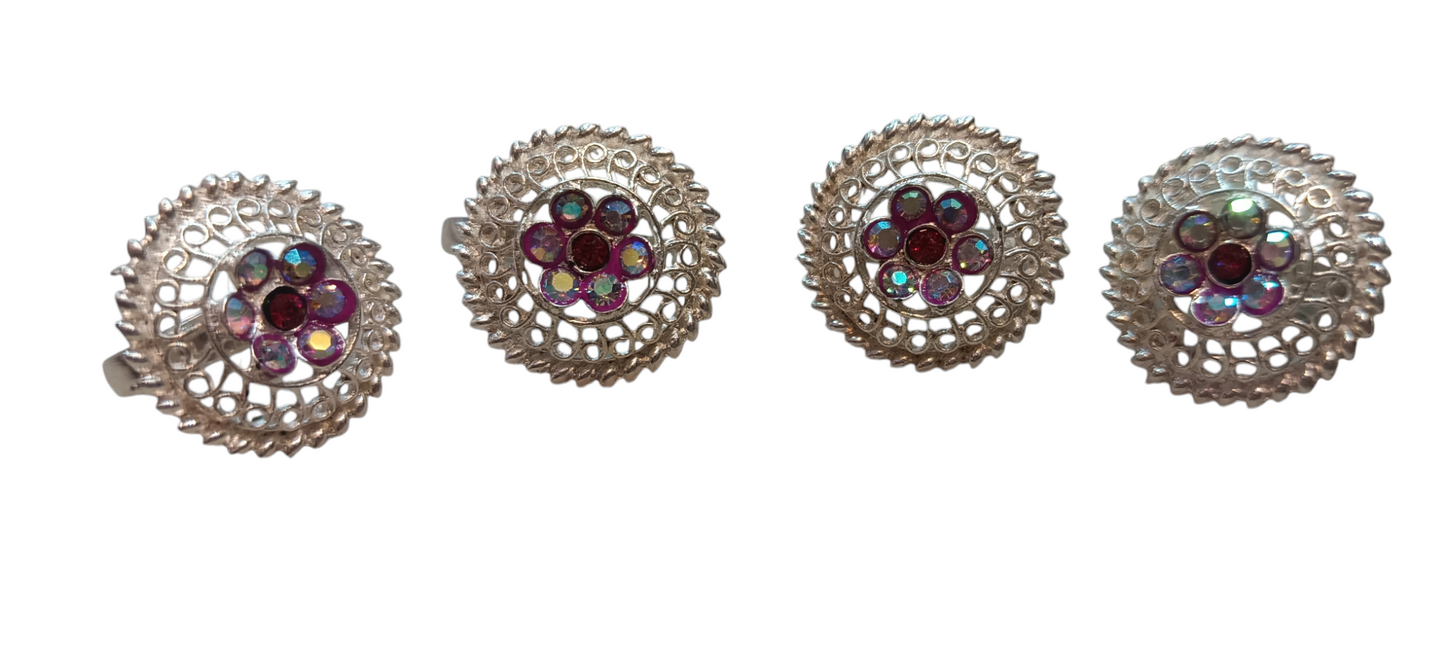 Nari Nakhre Designer Silver-Plated Toe Rings with Stone Studs