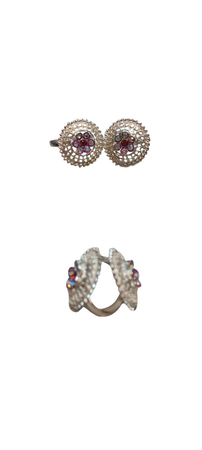 Nari Nakhre Designer Silver-Plated Toe Rings with Stone Studs