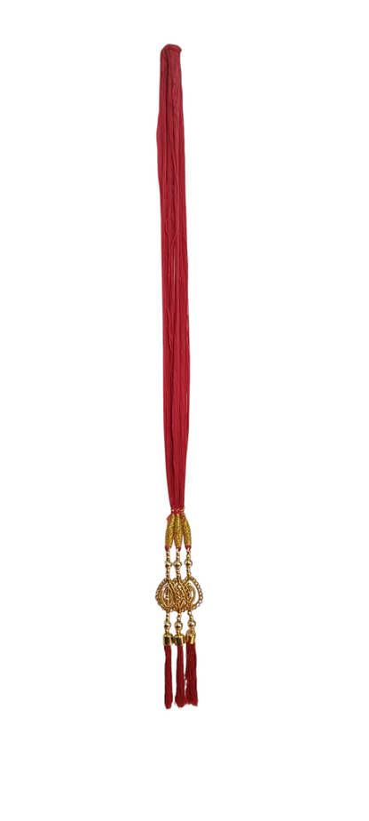 "Nari Nakhre Red & Gold Tassel Bridal Paranda for Festive Hair Styling"