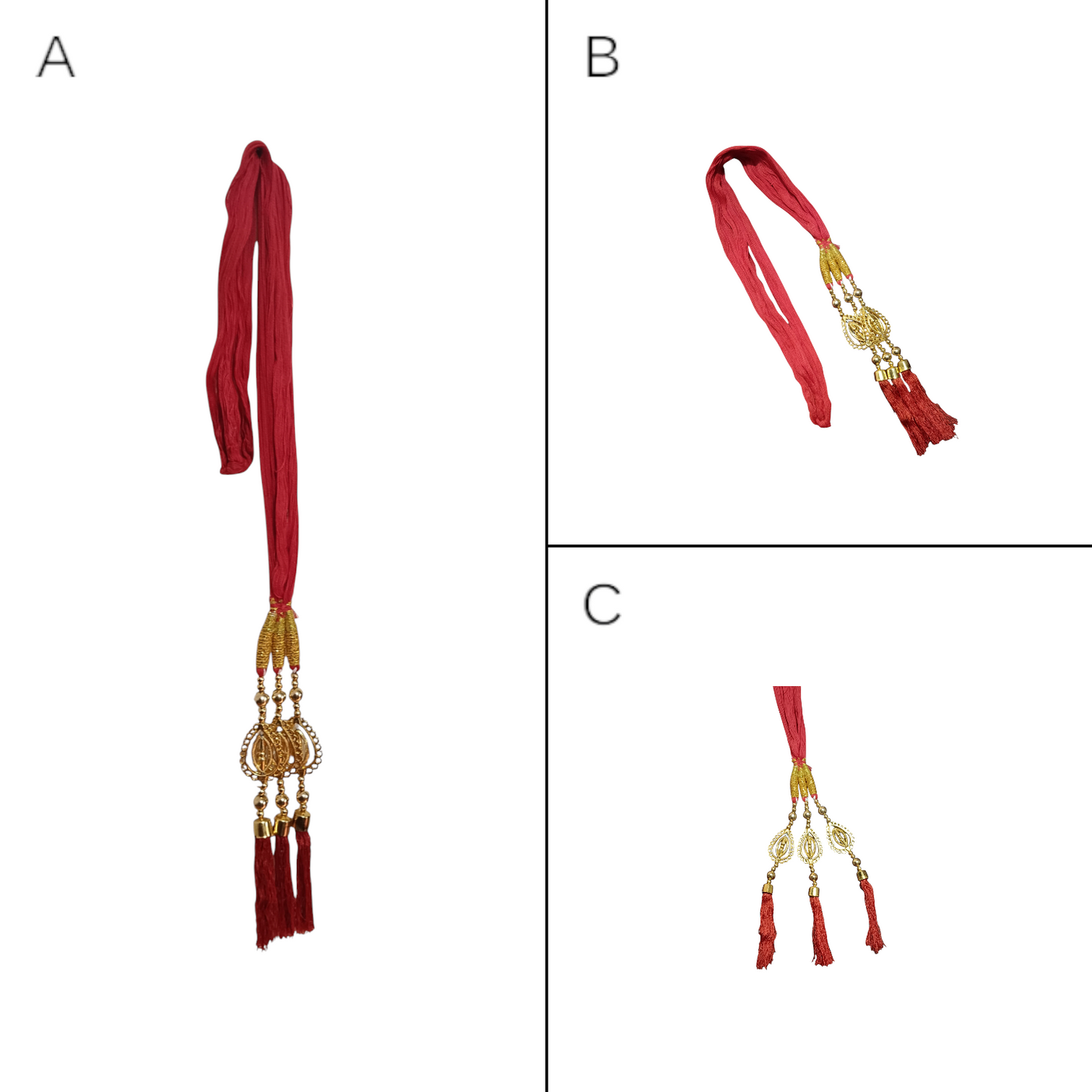 "Nari Nakhre Red & Gold Tassel Bridal Paranda for Festive Hair Styling"