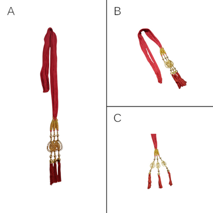 "Nari Nakhre Red & Gold Tassel Bridal Paranda for Festive Hair Styling"