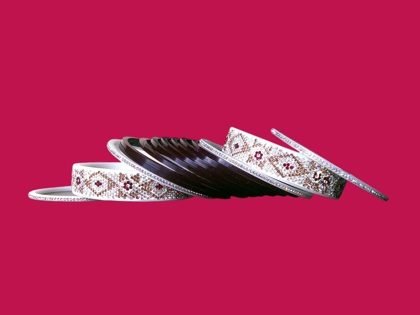 Nari Nakhre Chuda Bridal Bangle Set - White & Maroon