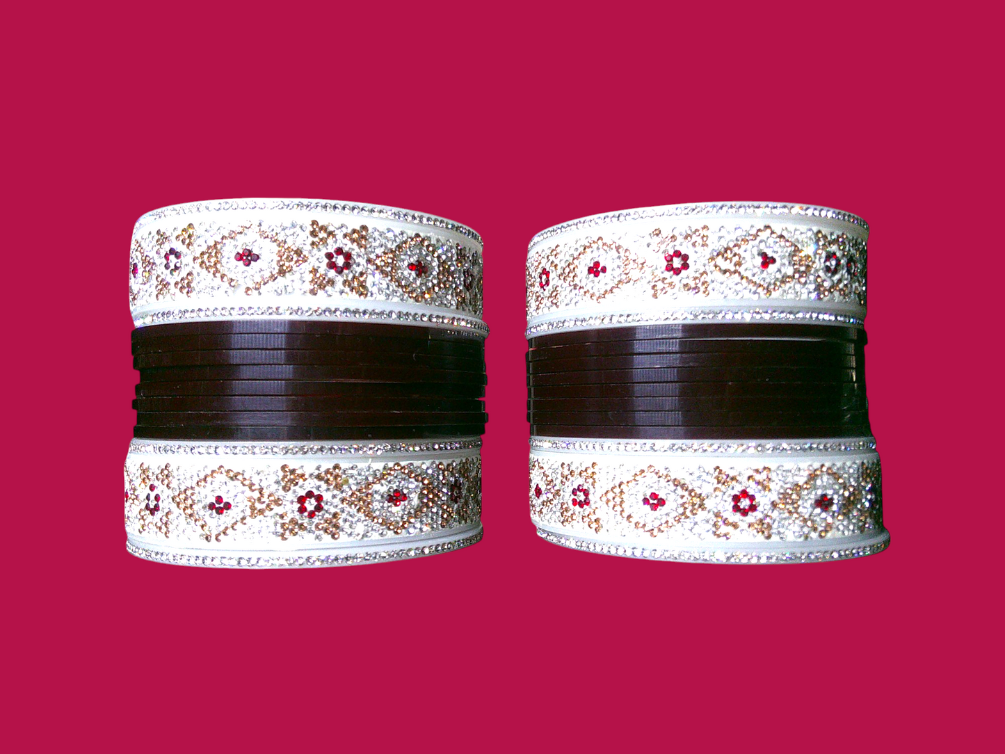 Nari Nakhre Chuda Bridal Bangle Set - White & Maroon