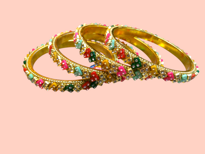 Nari Nakhre Elegant Stone-Studded Kada Bangles Set for Women (Set of 4)